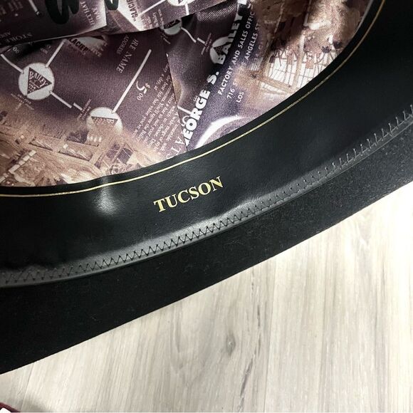 Bailey Cowboy Hat Men’s 7⅜ Tucson Black Wool Blend Satin Lined Belted - Picture 6 of 8